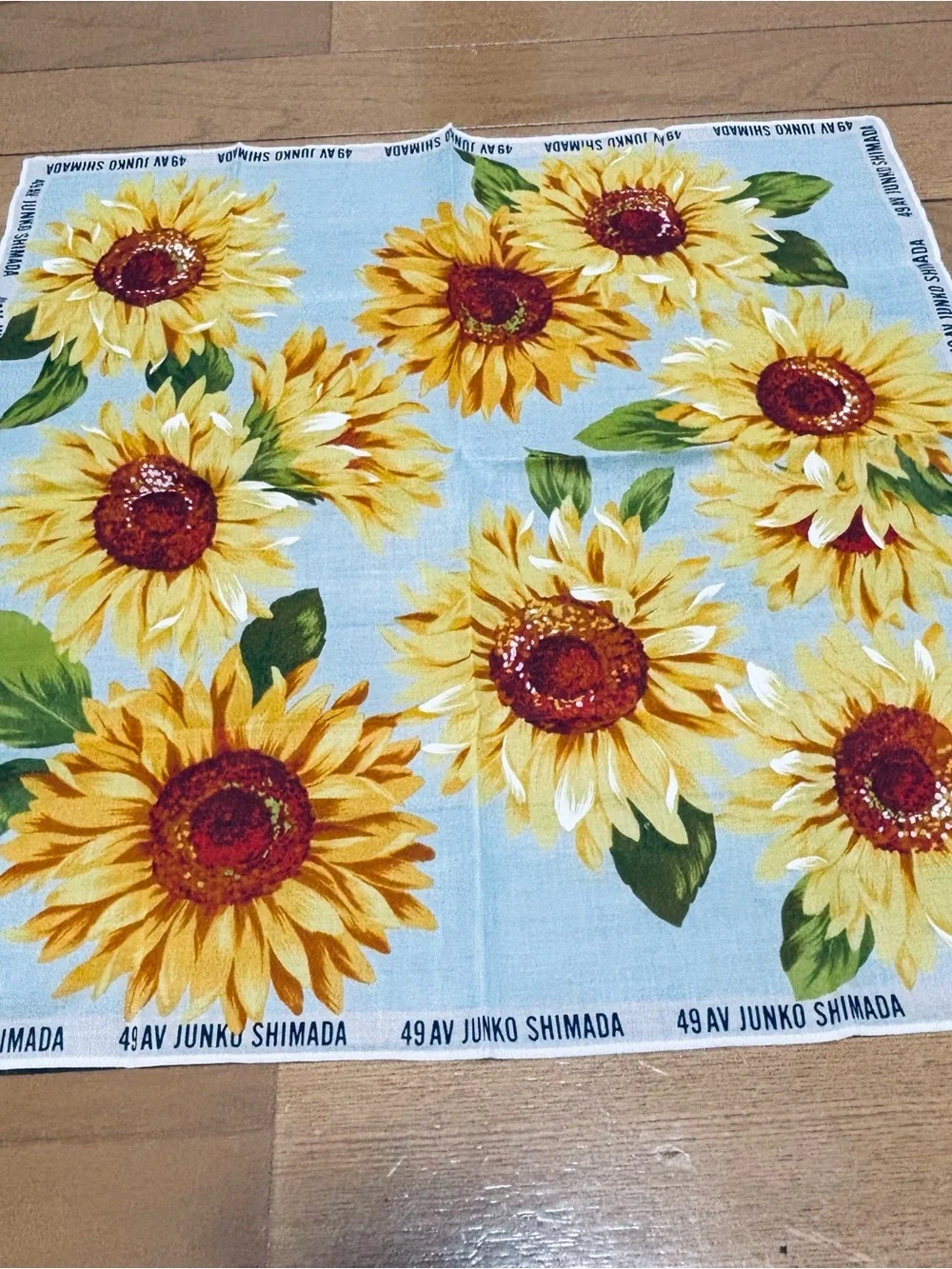 Junko Shimada Sunflower Print Blue Cotton Scarf/Handkerchief/Bandana  45cm 18”